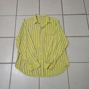 Vibrant Yellow Striped Men's Casual Shirt